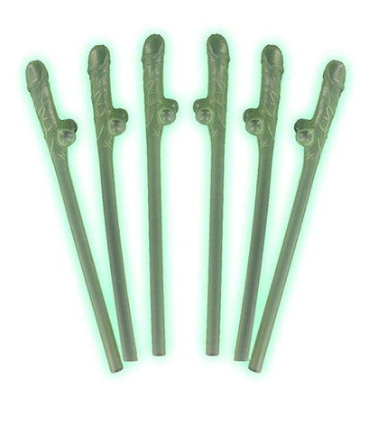 Glow In The Dark Willy Straws - 6 Pack