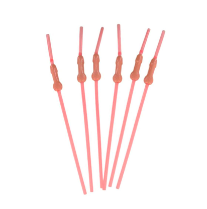Pink Willy Straws - 6 Pack
