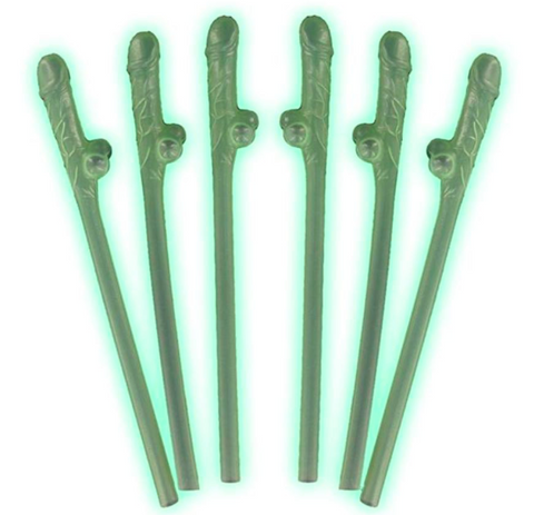 Glow In The Dark Willy Straws - 6 Pack