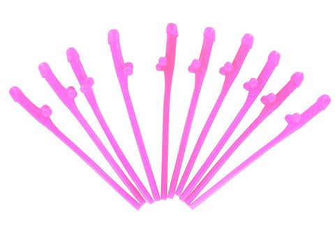 Hot Pink Willy Straws - 10 Pack