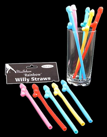 Rainbow Willy Straws - 10 Pack