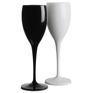 Premium Italian Designed Black and White Polycarbonate Champagne Flute x 4