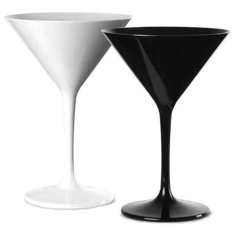 Premium Italian Designed Black and White Polycarbonate Martini Glass x 4